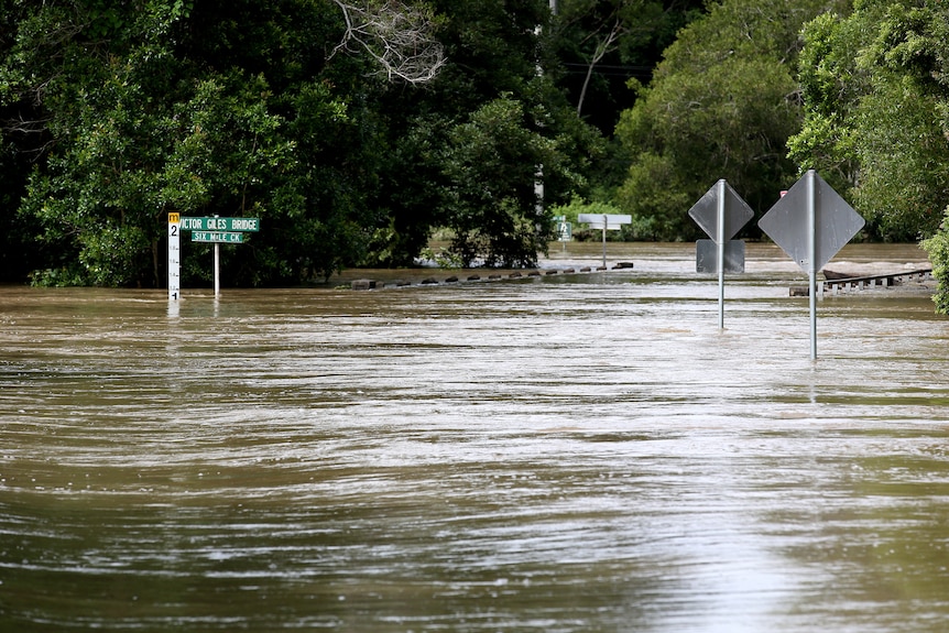 A flooded highway.