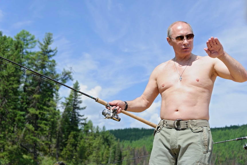 Russian president Vladimir Putin fishing