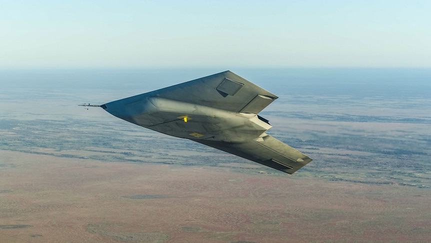 The Taranis unmanned drone in flight over what is believed to be the Woomera Prohibited Area.