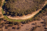 Aerial shot of the Darling river in South West New South Wales