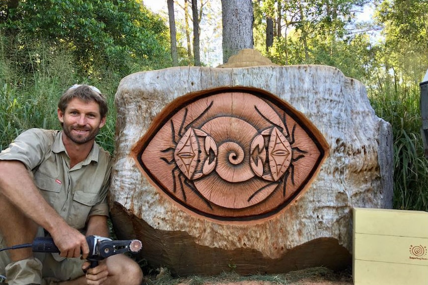 A large wood carving