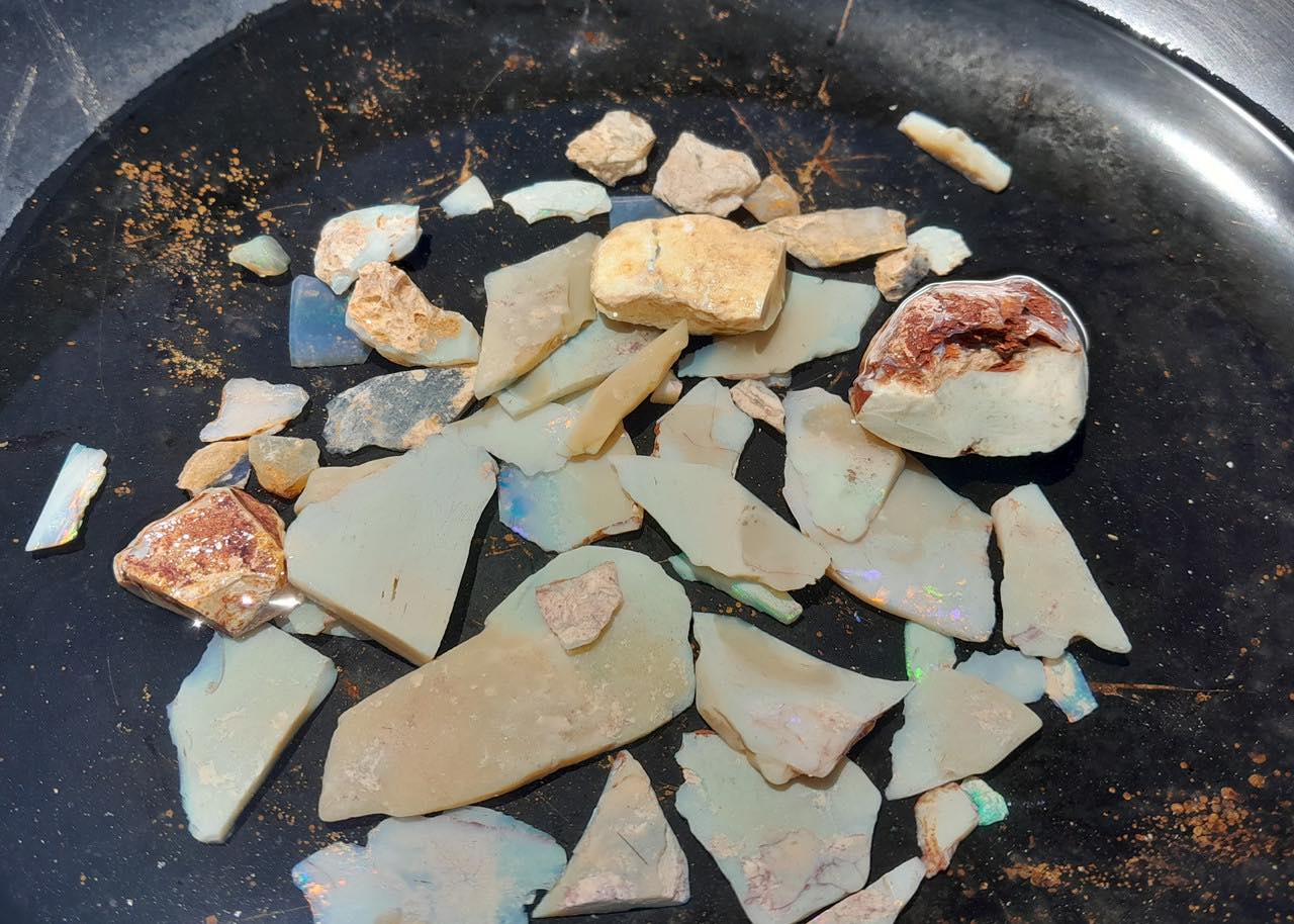 White and pearl covered opals.