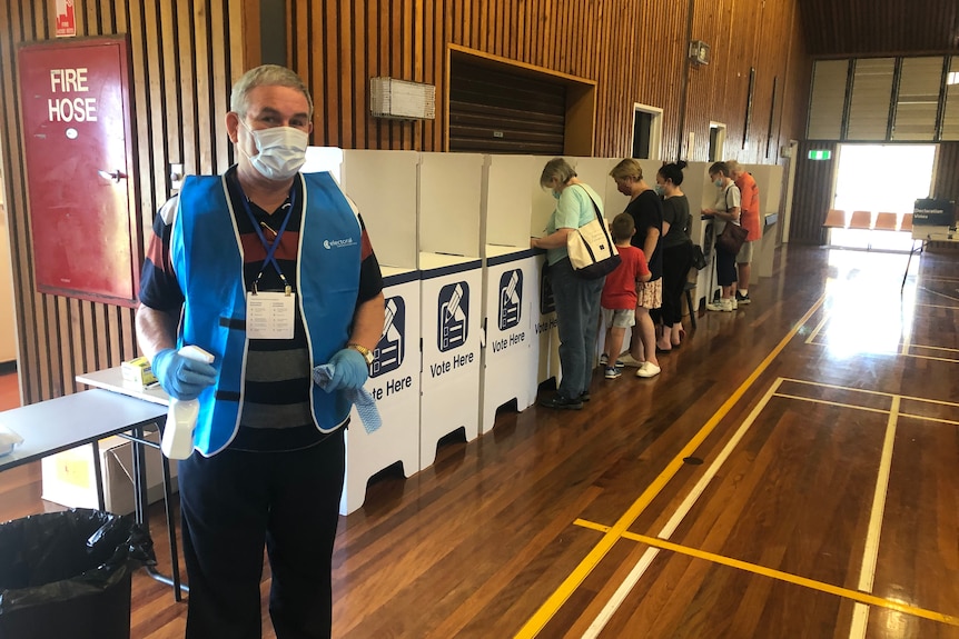 Voters at the polls for a council election.