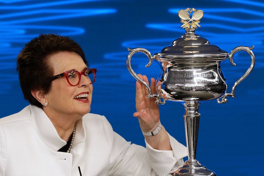 Billie Jean King and the Australian Open trophy