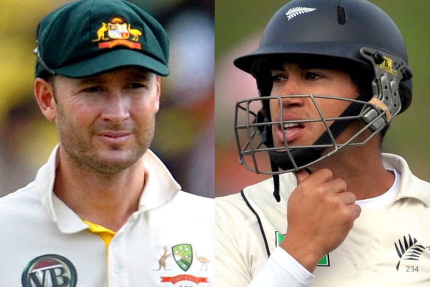 LtoR Australian cricket captain Michael Clarke and New Zealand cricket captain Ross Taylor.