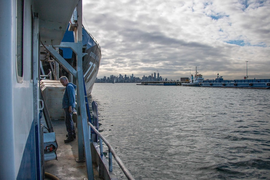 A view from Andrew Zapantis' boat looking over Melbourne.