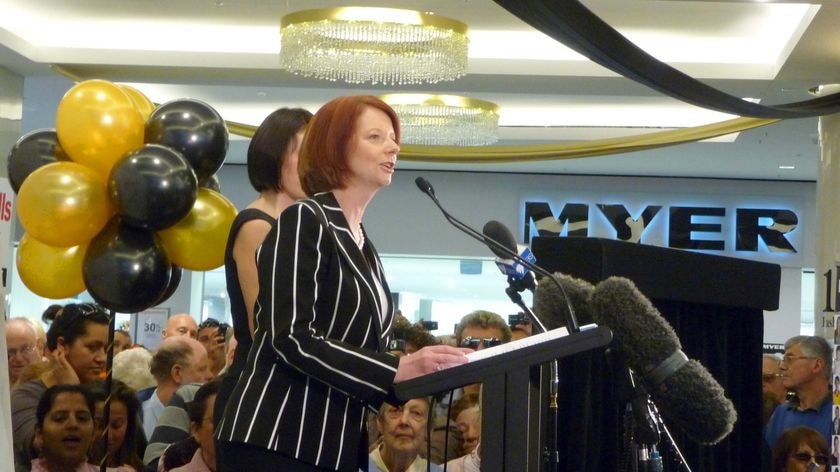Julia Gillard speaks at the opening of a shopping centre