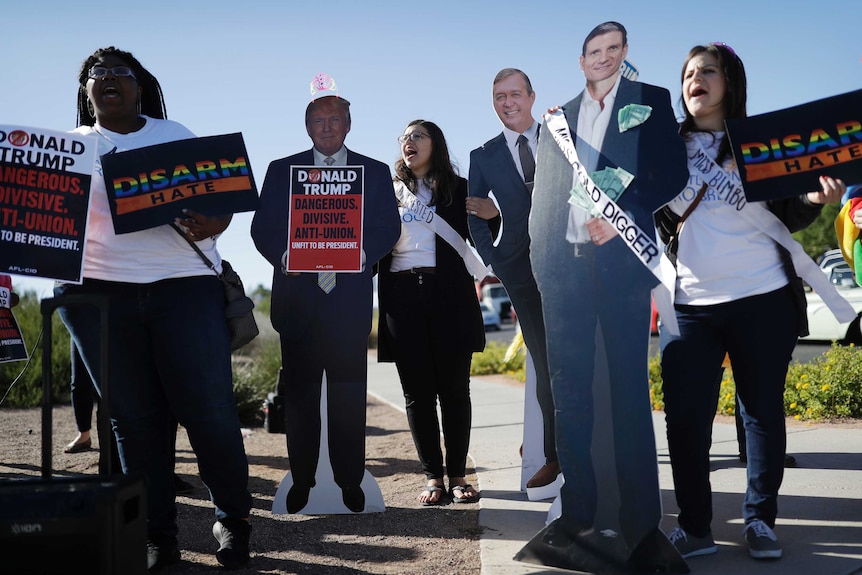 Protesters rally against Republican Donald Trump in Las Vegas