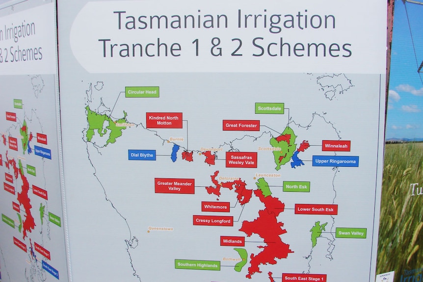 Tasmania's irrigation water map