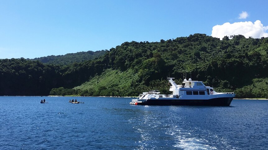 The research boat at Vanua Lava, Vanuatu.