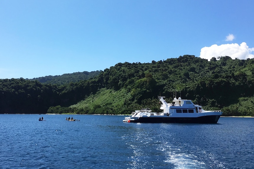 The research boat at Vanua Lava, Vanuatu.