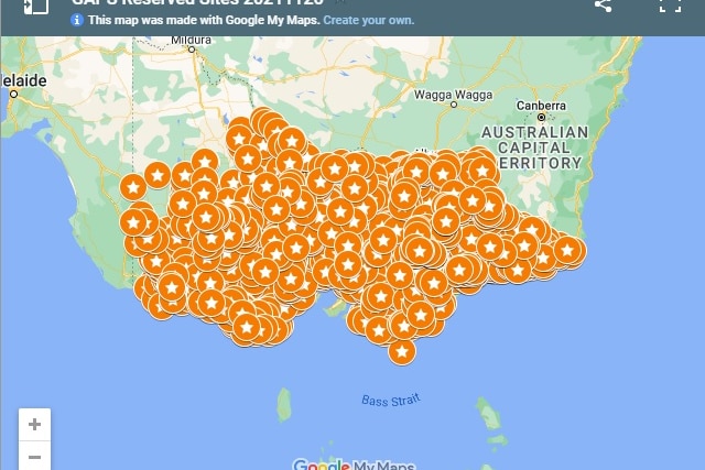 A map showing thousands of points across Victoria that have been tested