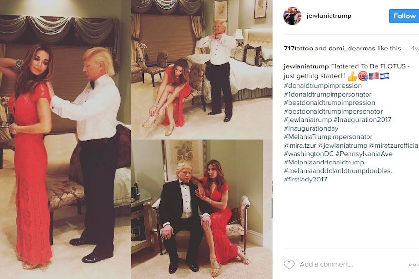 A fake Melania Trump with a fake Donald Trump