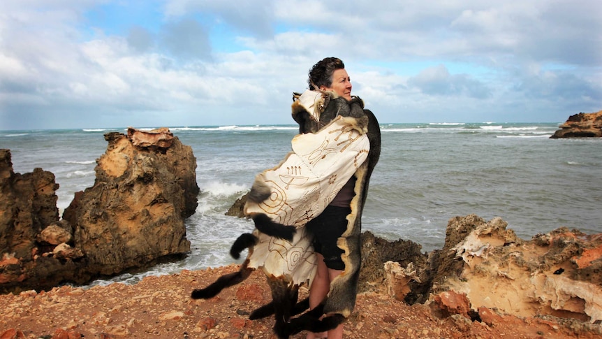 Michelle Jacquelin-Furr and possum cloak