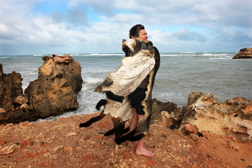 Michelle Jacquelin-Furr and possum cloak