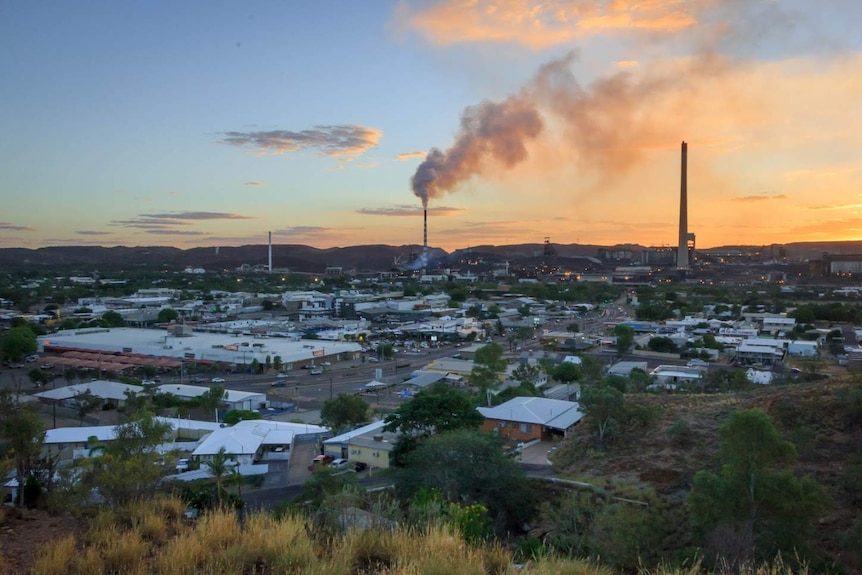 Smoke billows over the city of Mount Isa.