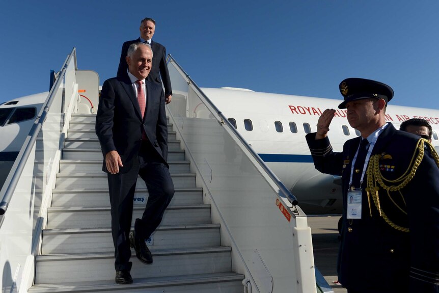 Australia's Prime Minister Malcolm Turnbull arrives in Antalya, Turkey