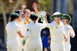 Australia's Ellyse Perry celebrates taking England's final wicket