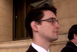 Matthew Harkins outside court in Adelaide, where he pleaded guilty to indecent assault.