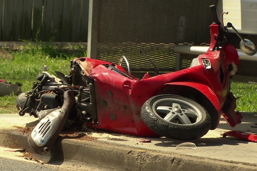 A crashed scooter.