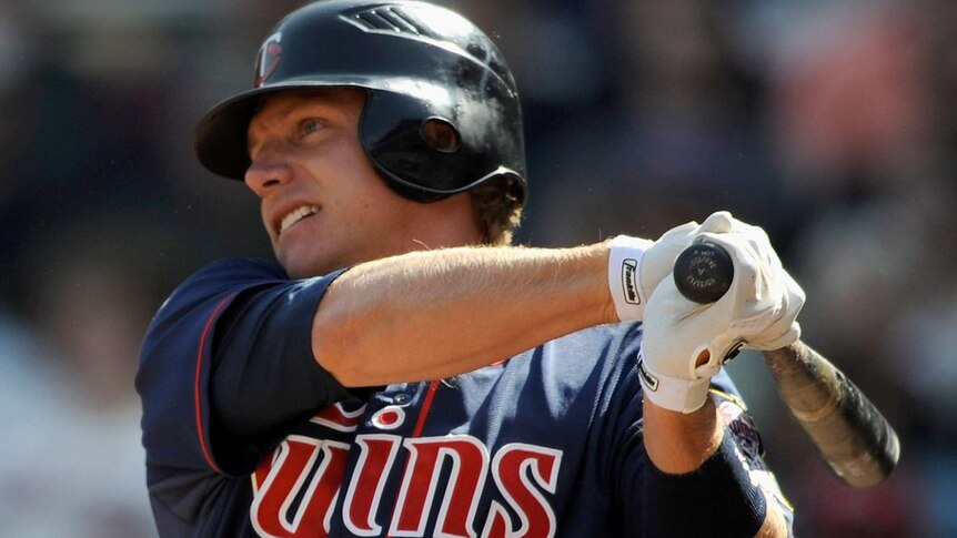 Luke Hughes bats for Minnesota Twins