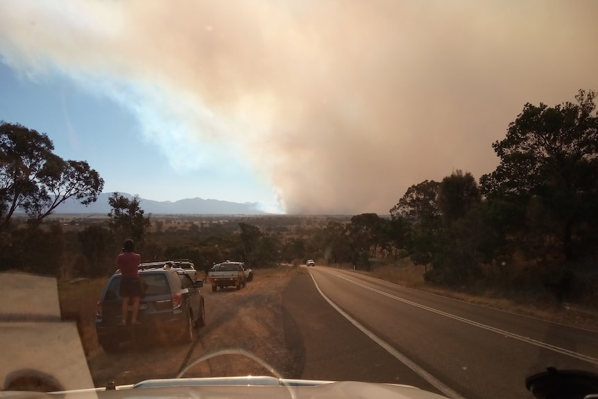 Smoke over road in Pomonal.