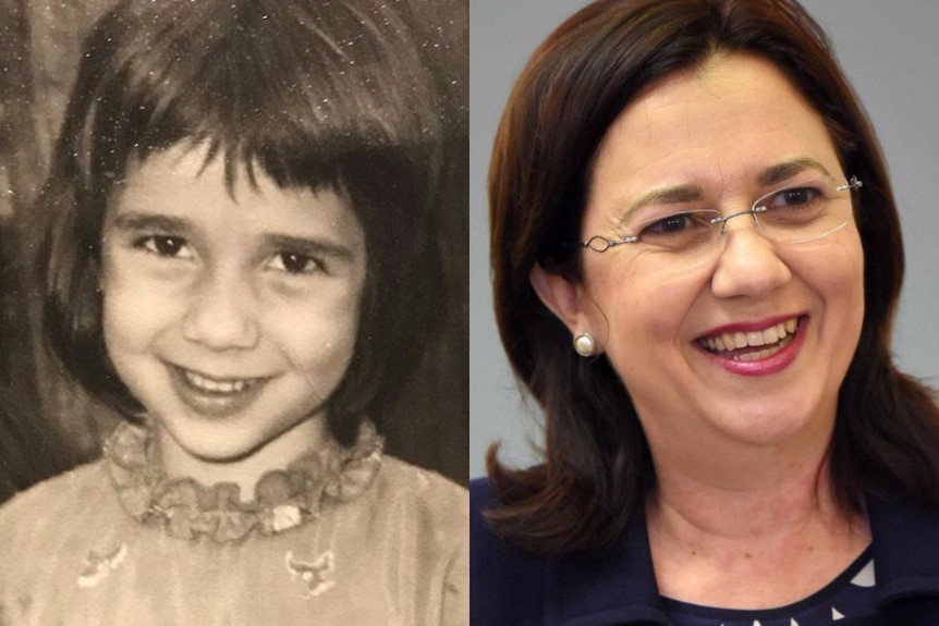 Composite photo of Annastacia Palaszczuk as a child and as an adult.