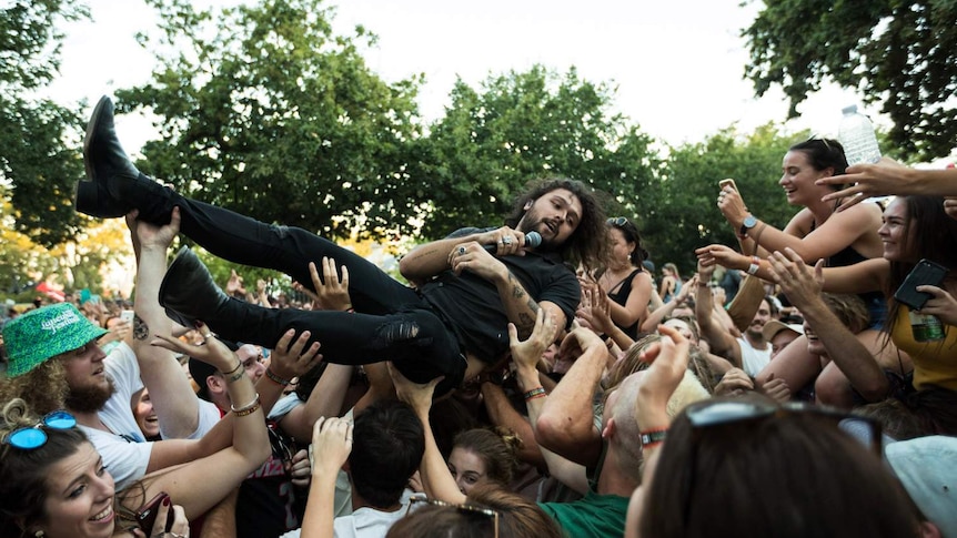 Gang Of Youths crowd surfing at Laneway Festival 2017