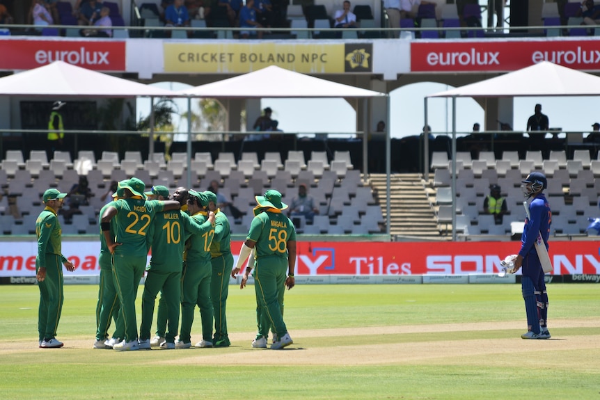 South Africa celebrates a wicket