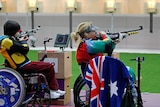 Bronzed Aussie ... ANatalie Smith (R) competes en route to her podium finish in London