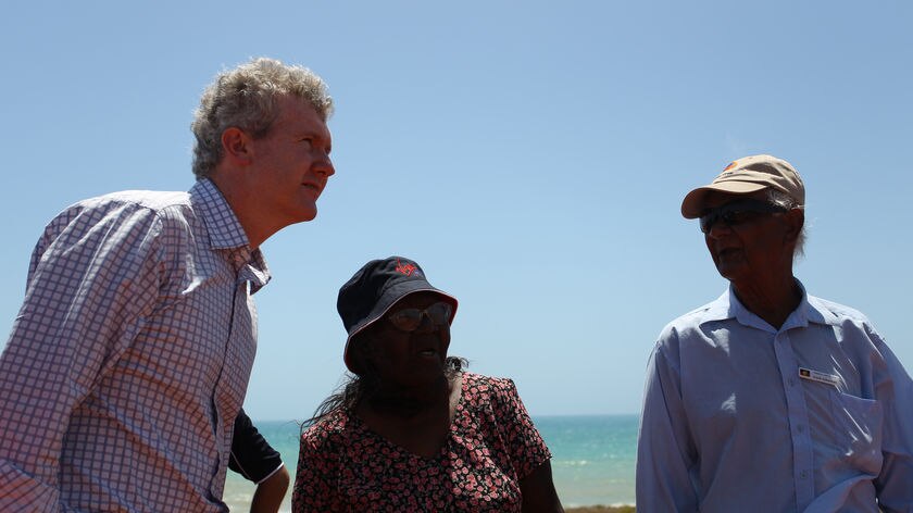 Federal Environment Minister Tony Burke with Indigenous elders in the Kimberley