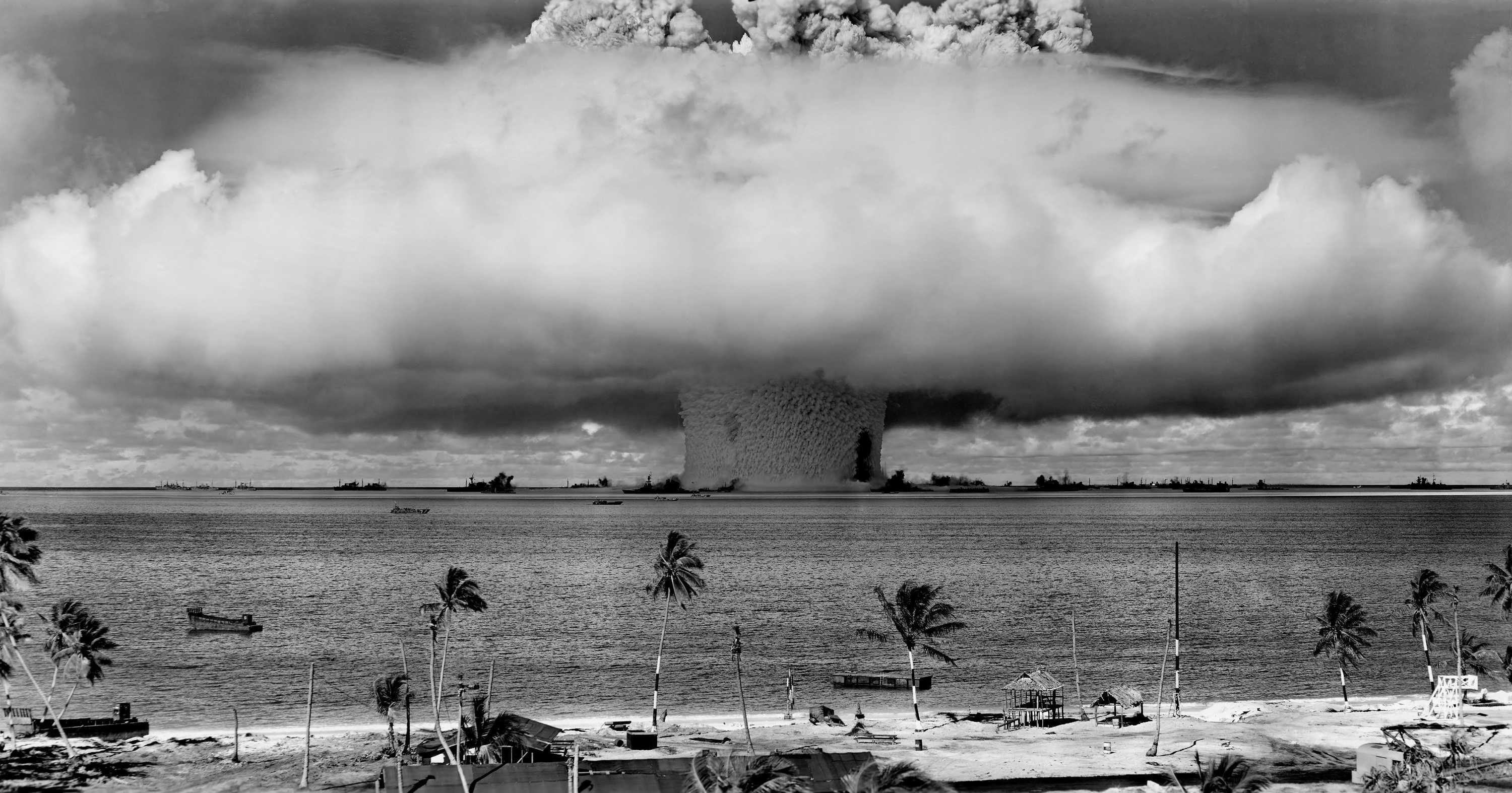 An image of a nuclear bomb test explosion.
