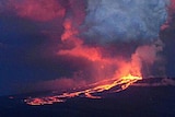Erupting volcano in the Galapagos