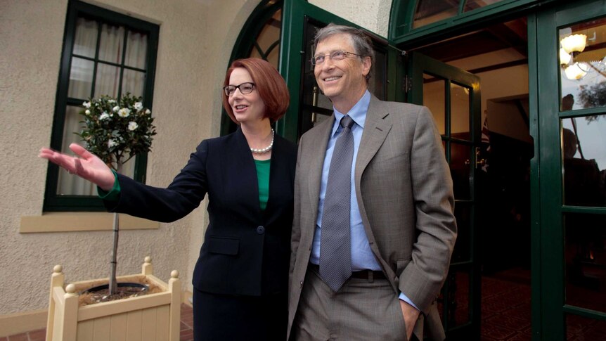 Julia Gillard receives Bill Gates at The Lodge.
