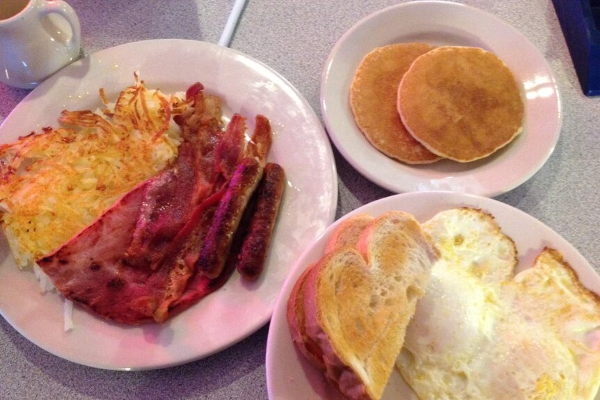Hungry Man breakfast in Michigan diner