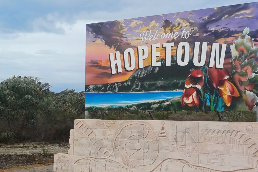 El cartel de bienvenida a Hopetoun