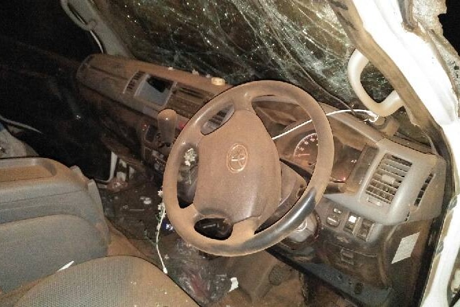 photo of inside crashed van.