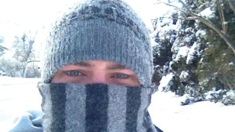 Former ABC journalist Adrian Crawford rugged up against the cold in Augusta, Maine