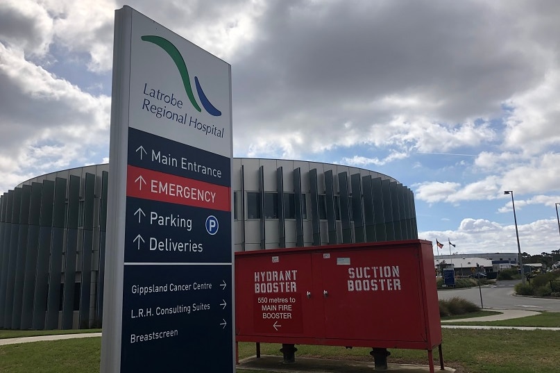 A sign saying Latrobe Regional Hospital outside a building in Traralgon