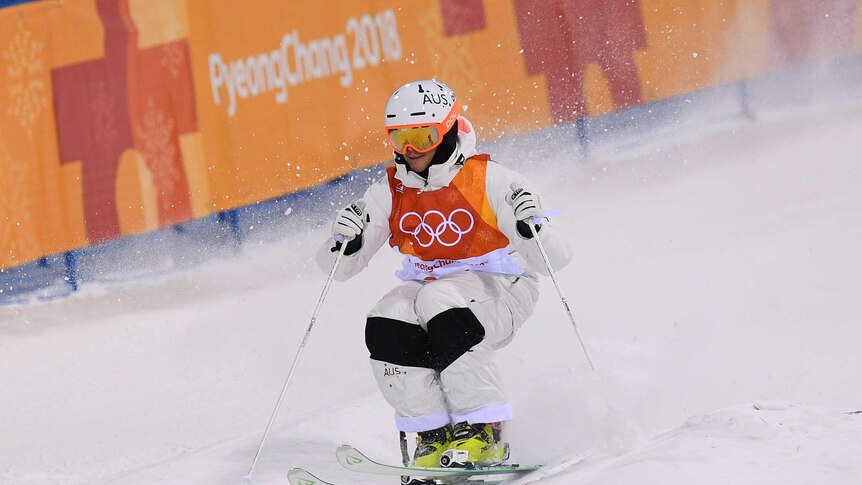 James Matheson of Australia competes in the Men's Moguls Qualifying round in Pyeongchang.