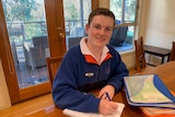 Ararat College student Jack Ward studying at home