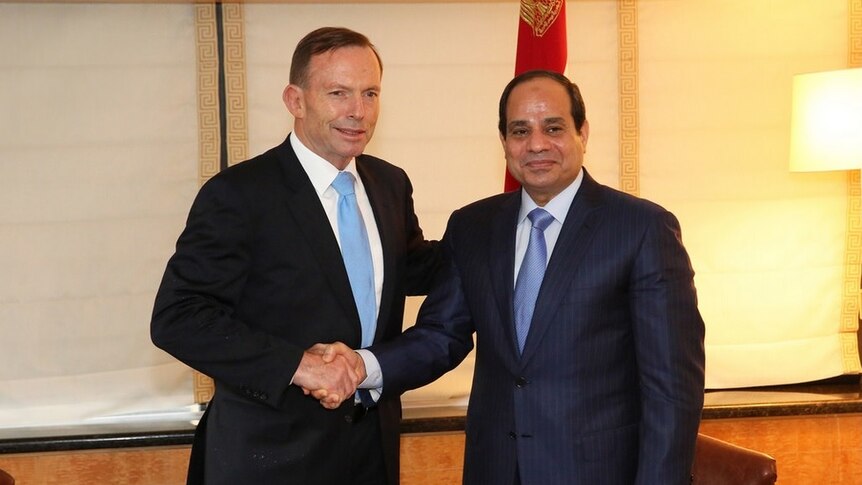 Tony Abbott meets with Egyptian president Abdel Fattah al-Sisi