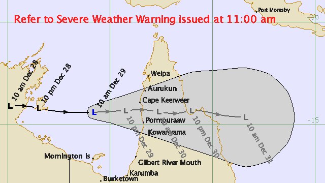 The bureau says ex-Tropical Cyclone Grant is unlikely to reform before crossing the coast early tomorrow.