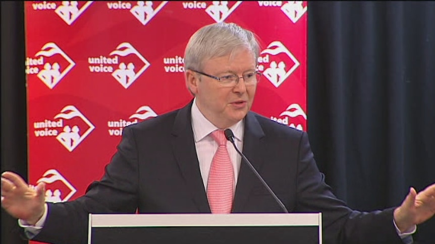 Kevin Rudd attends United Voice conference