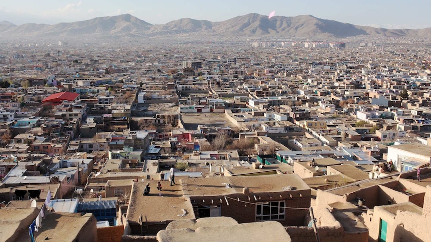 Vista of Kabul shows tightly-packed houses