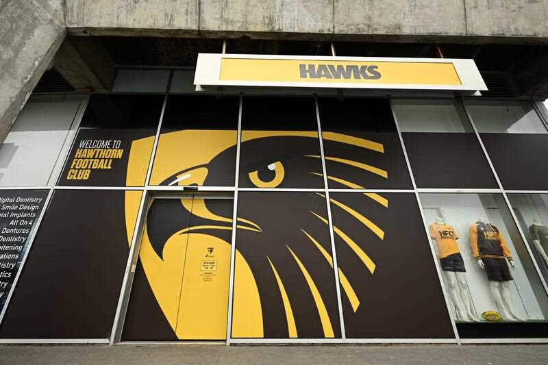 Hawthorn Hawks signage at the clubs headquarters in Melbourne.