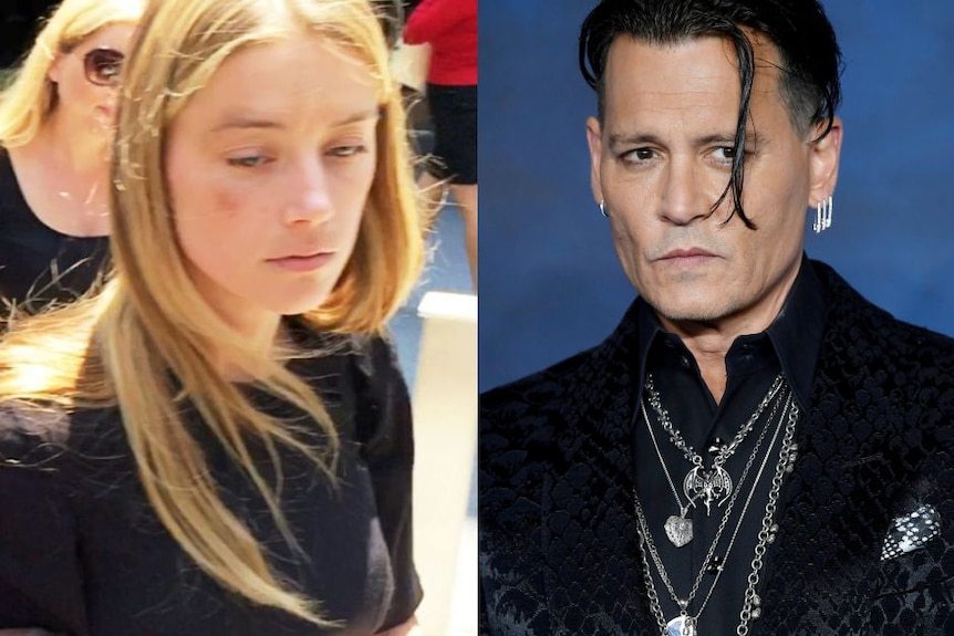 Composite image of Amber Heard and Johnny Depp
