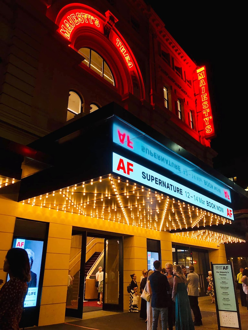 The facade of a theatre advertising Supernature