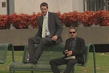 Cameron Ashcroft and Todd Elphick outside court in April.
