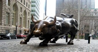 The charging bull statue on Wall Street.